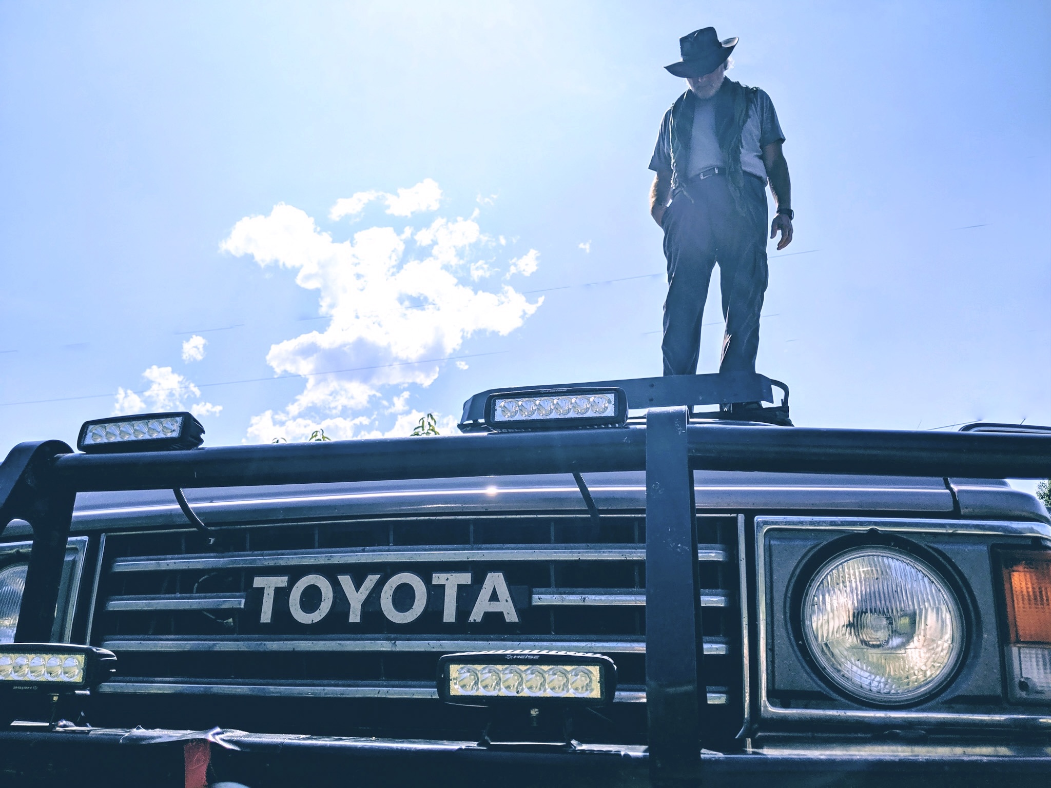 Dr. Watson on the FJ60 watchtower